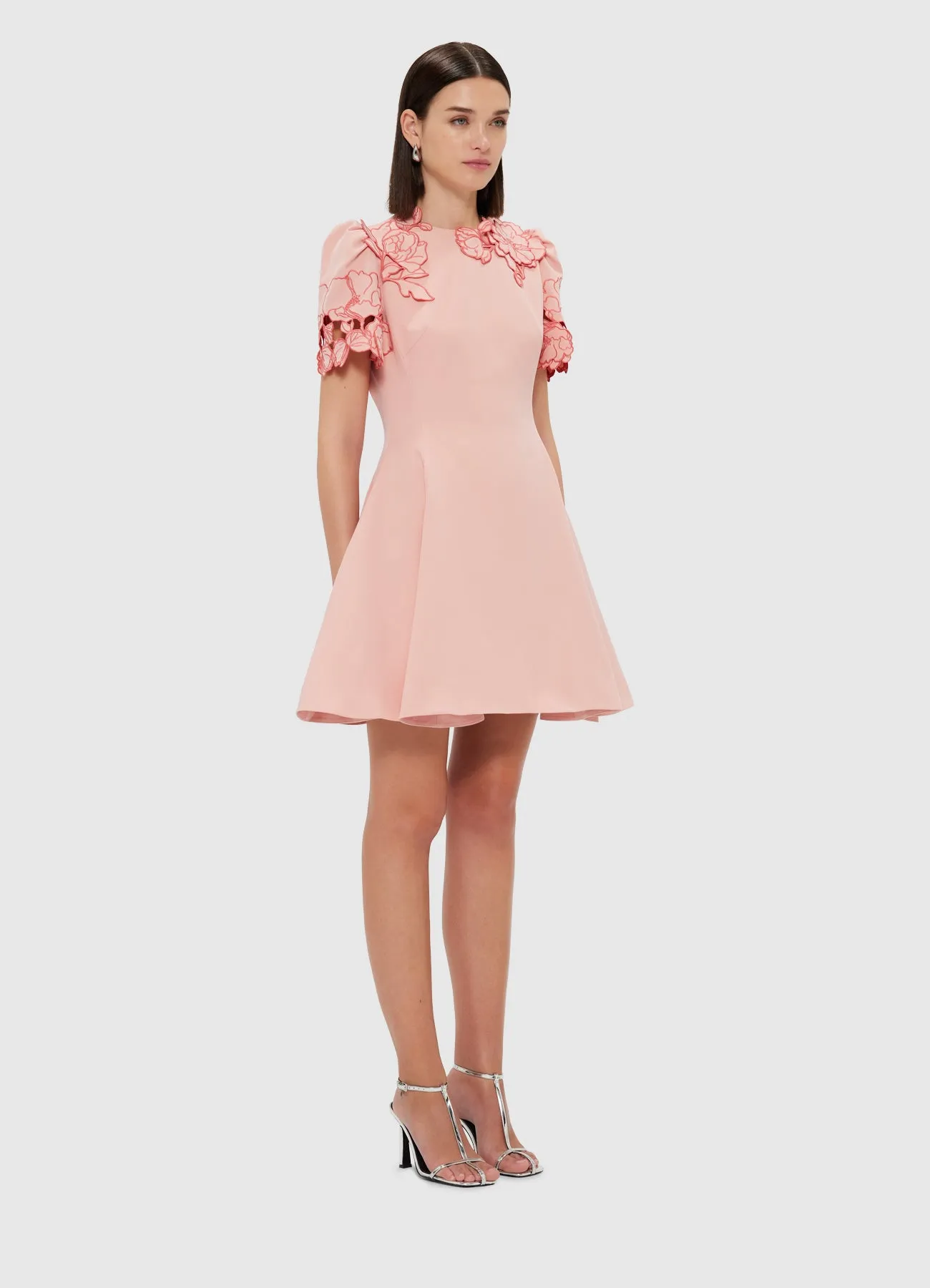 Elyse Appliqué Short Sleeve Mini Dress - Light Rose sold by LEO LIN product image thumbnail 3