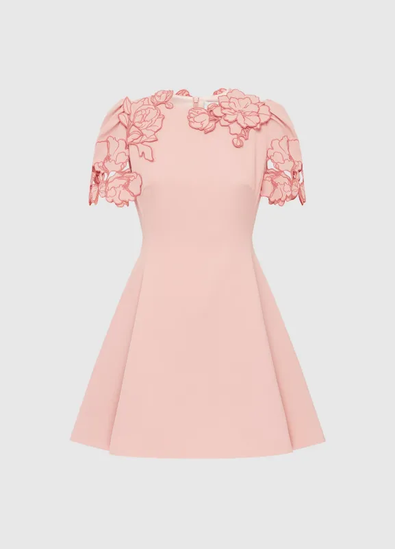 Elyse Appliqué Short Sleeve Mini Dress - Light Rose sold by LEO LIN
