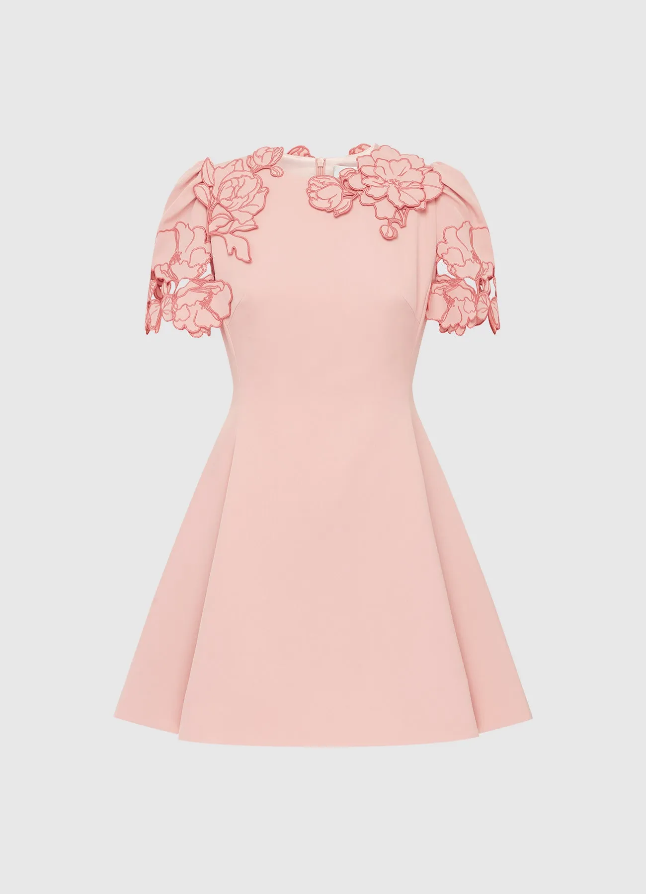 Elyse Appliqué Short Sleeve Mini Dress - Light Rose sold by LEO LIN