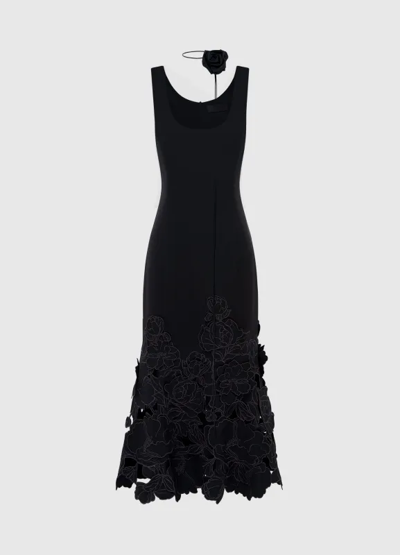 Emily Appliqué Midi Dress - Ebony sold by LEO LIN