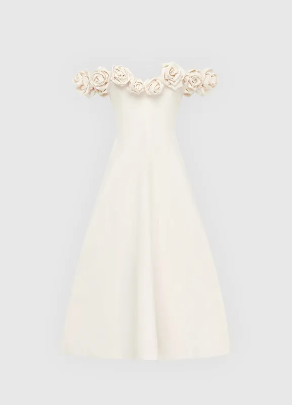 Annette Off Shoulder Midi Dress - Vanilla sold by LEO LIN