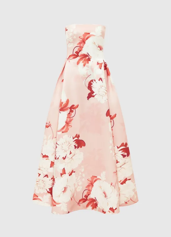 Nora Bustier Maxi Dress - Peony Print sold by LEO LIN