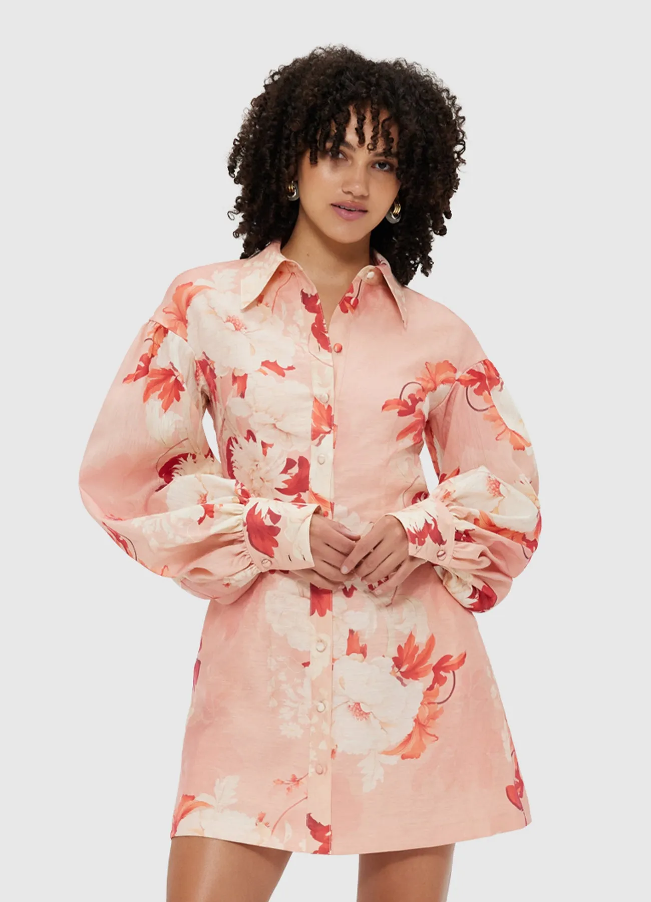 Juliana Shirt Mini Dress - Peony Print sold by LEO LIN product image thumbnail 5