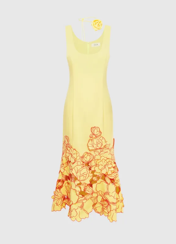 Emily Appliqué Midi Dress - Sorbet Yellow sold by LEO LIN