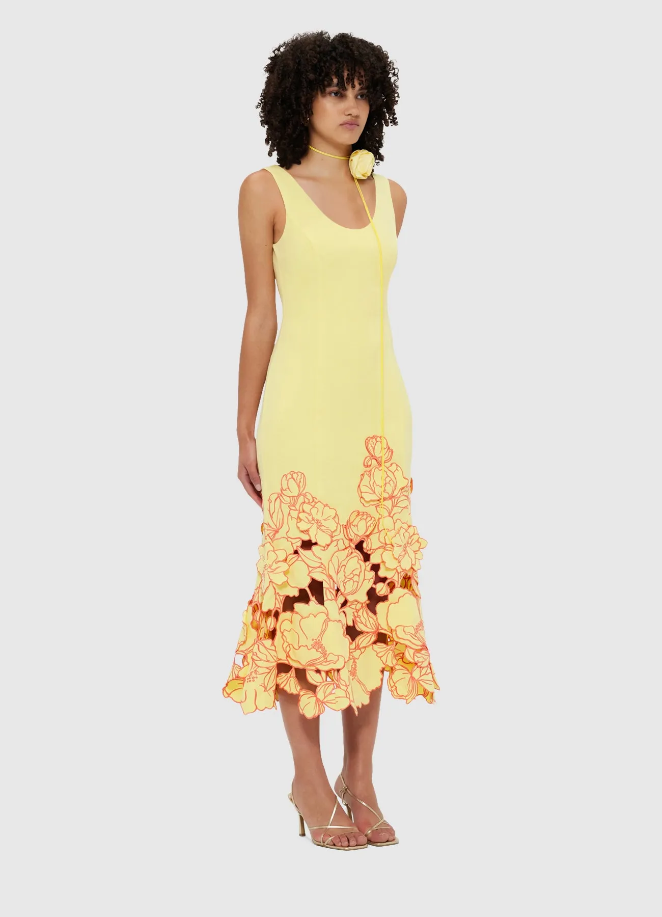 Emily Appliqué Midi Dress - Sorbet Yellow sold by LEO LIN product image thumbnail 3