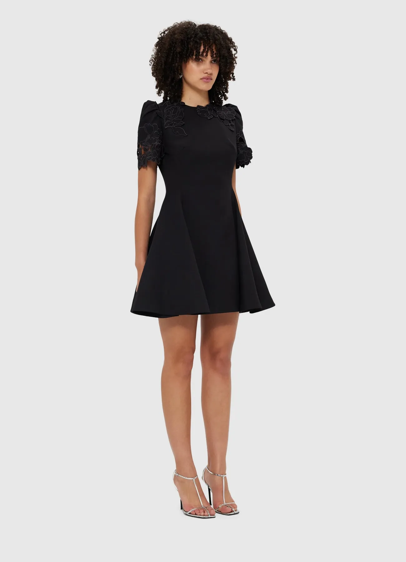 Elyse Appliqué Short Sleeve Mini Dress - Ebony sold by LEO LIN product image thumbnail 3