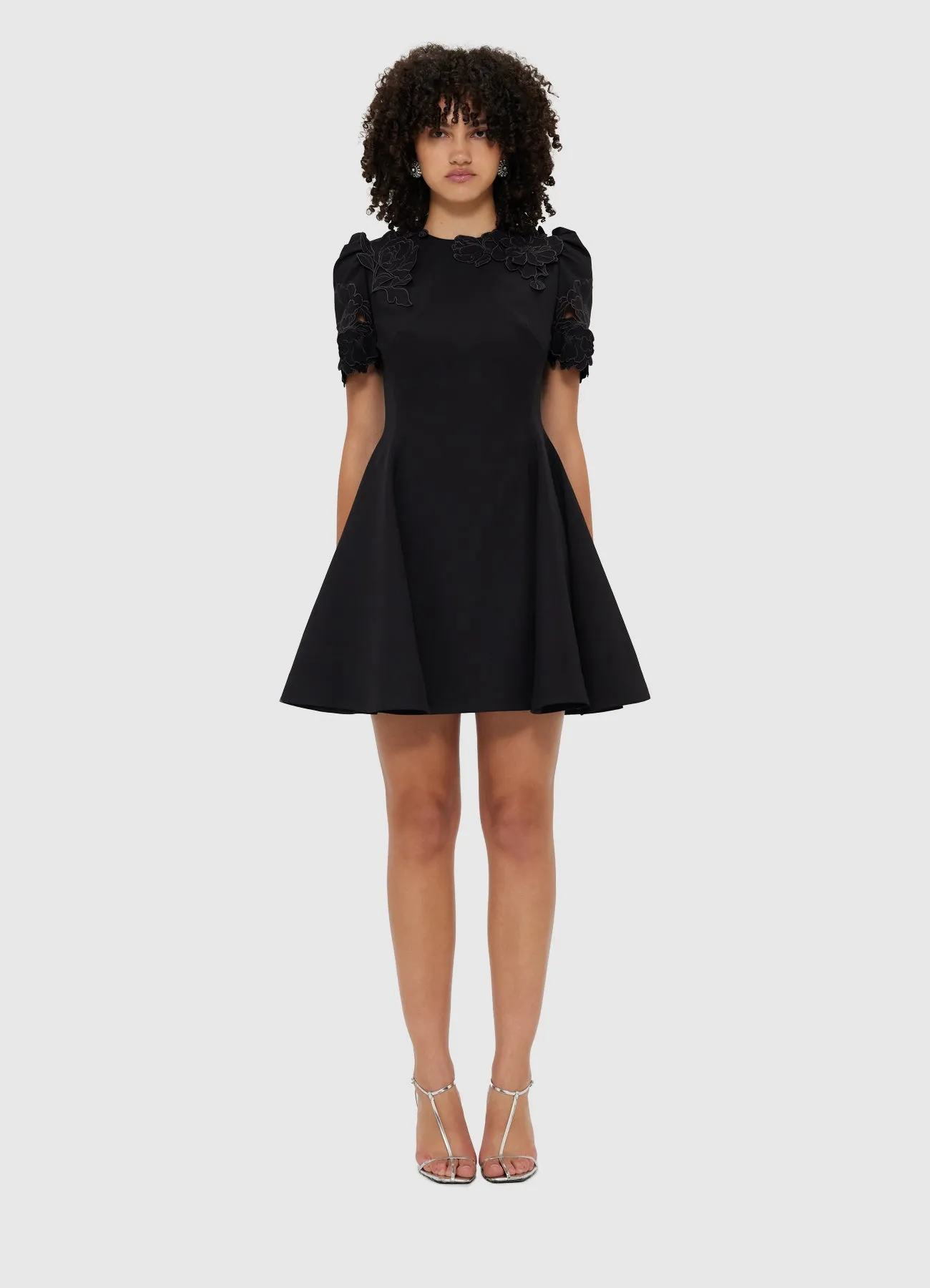 Elyse Appliqué Short Sleeve Mini Dress - Ebony sold by LEO LIN product image thumbnail 2