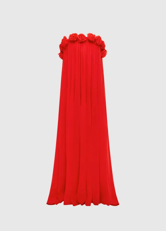 Camilla Draped Floor Length Dress - Scarlet sold by LEO LIN