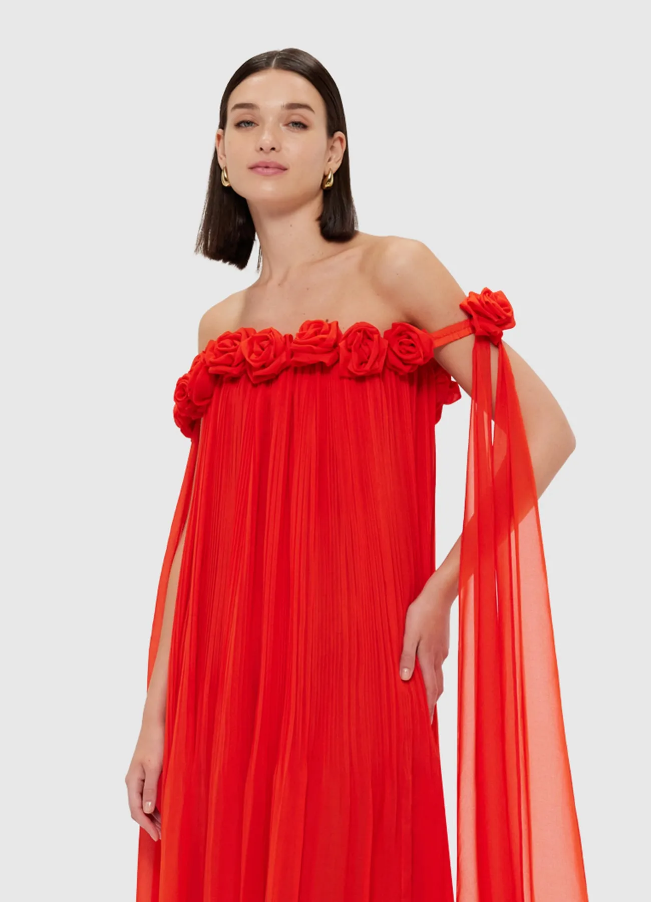Camilla Draped Floor Length Dress - Scarlet sold by LEO LIN product image thumbnail 5