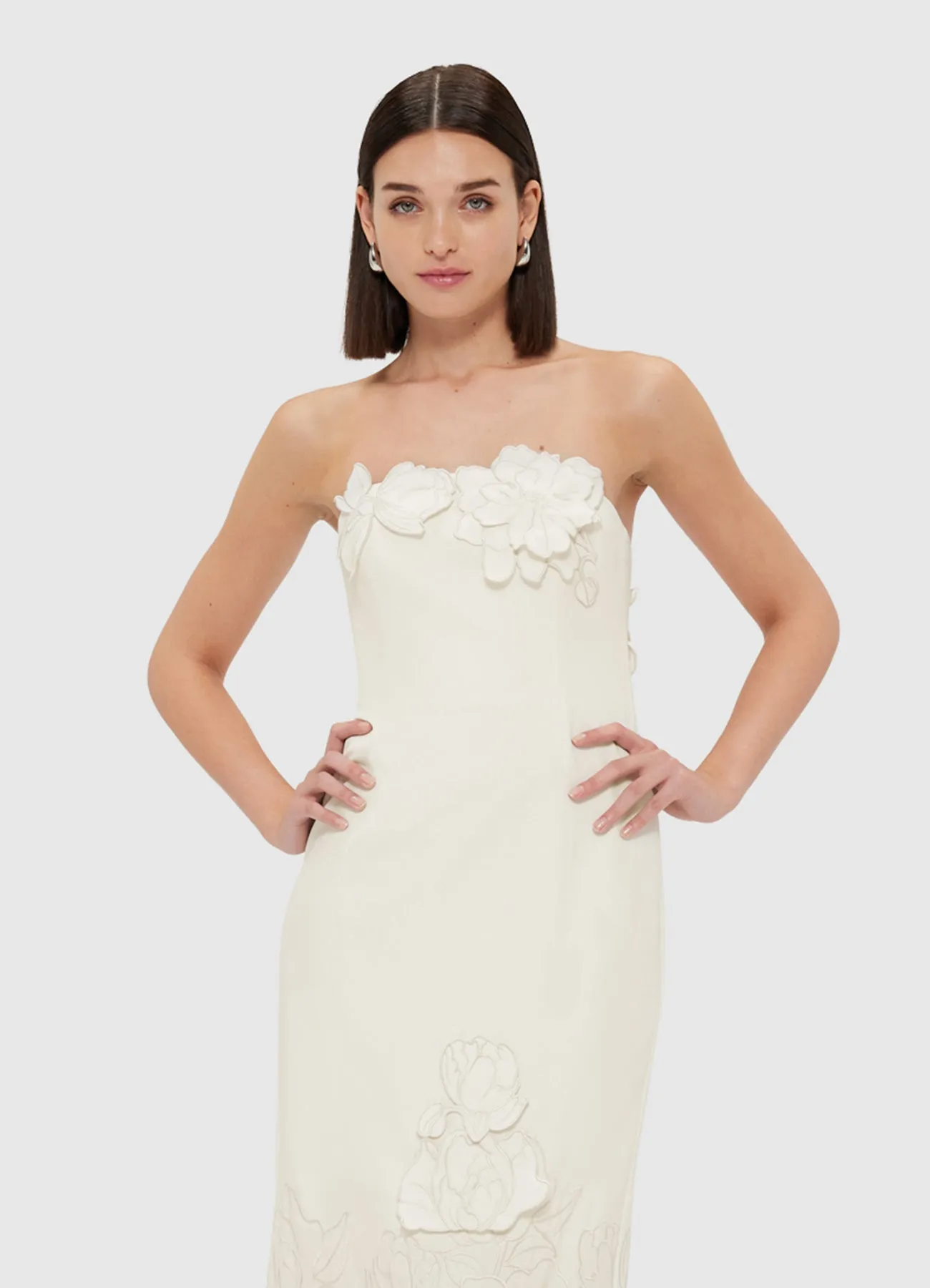 Rayna Appliqué Bustier Maxi Dress - Vanilla sold by LEO LIN product image thumbnail 5