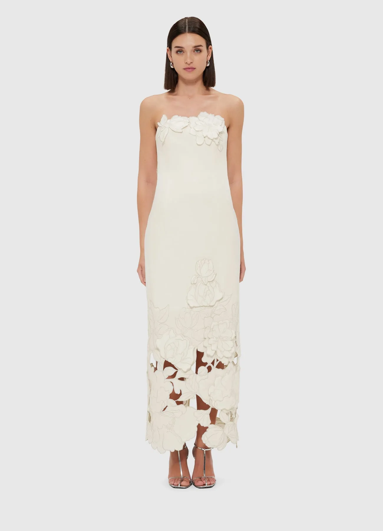 Rayna Appliqué Bustier Maxi Dress - Vanilla sold by LEO LIN product image thumbnail 2