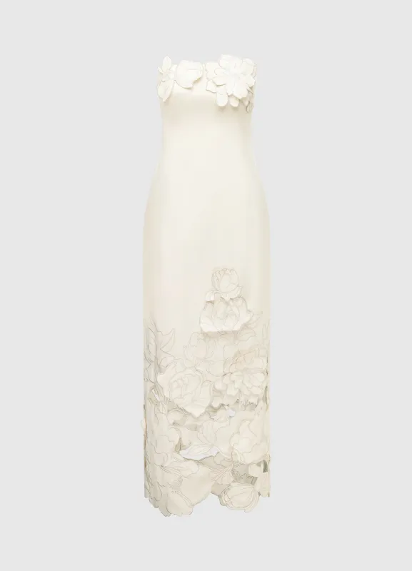 Rayna Appliqué Bustier Maxi Dress - Vanilla sold by LEO LIN