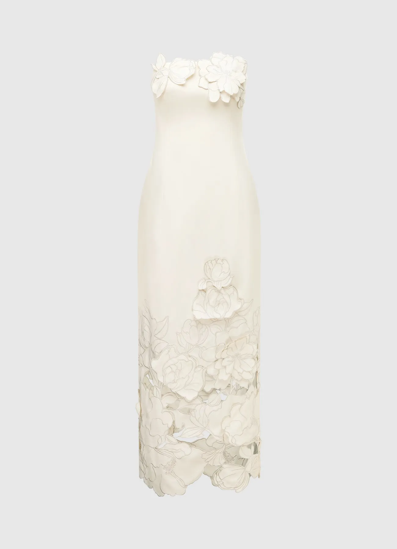Rayna Appliqué Bustier Maxi Dress - Vanilla sold by LEO LIN