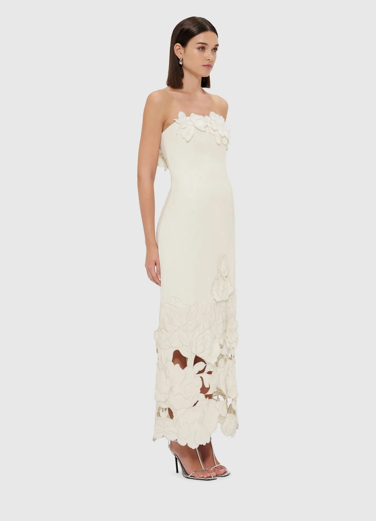 Rayna Appliqué Bustier Maxi Dress - Vanilla sold by LEO LIN product image thumbnail 3
