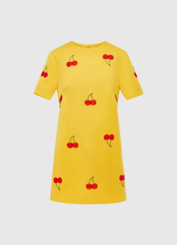 Alexa Embellished T-Shirt Mini Dress - Cherry Beading sold by LEO LIN