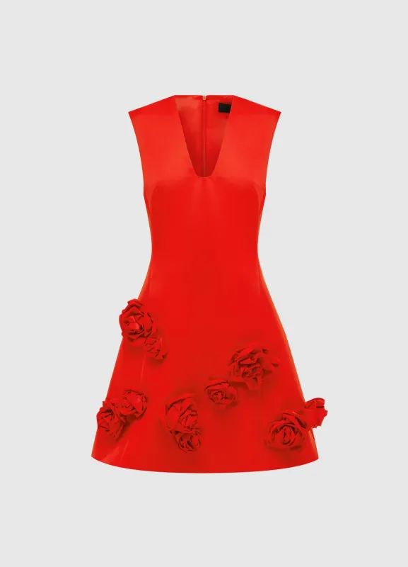 Briana V Neck Mini Dress - Scarlet sold by LEO LIN