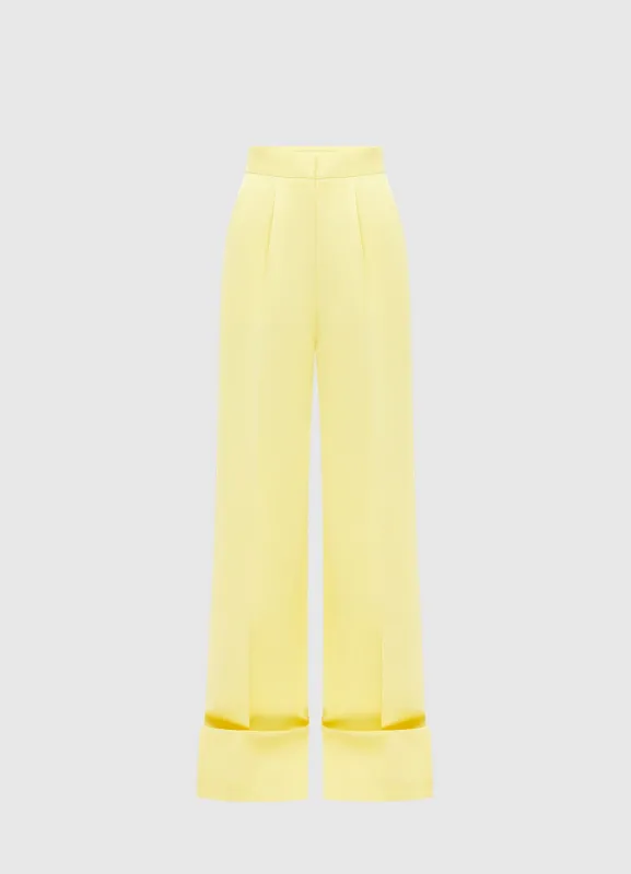 Ellis Wide Leg Pants - Sorbet Yellow sold by LEO LIN
