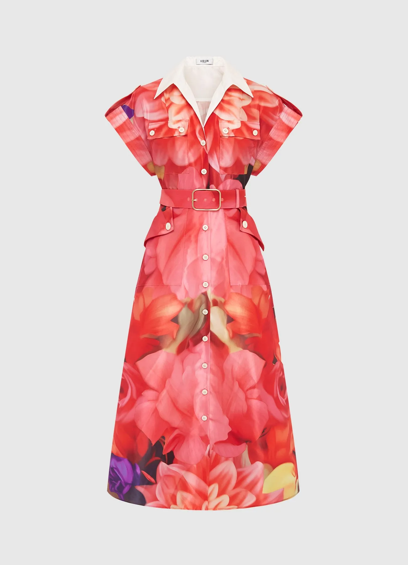 Audrey Pocket Shirt Midi Dress - Kaleidoscope Print sold by LEO LIN
