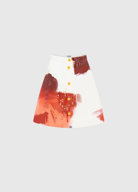 Izzie Mini skirt - Reminiscence Print sold by LEO LIN