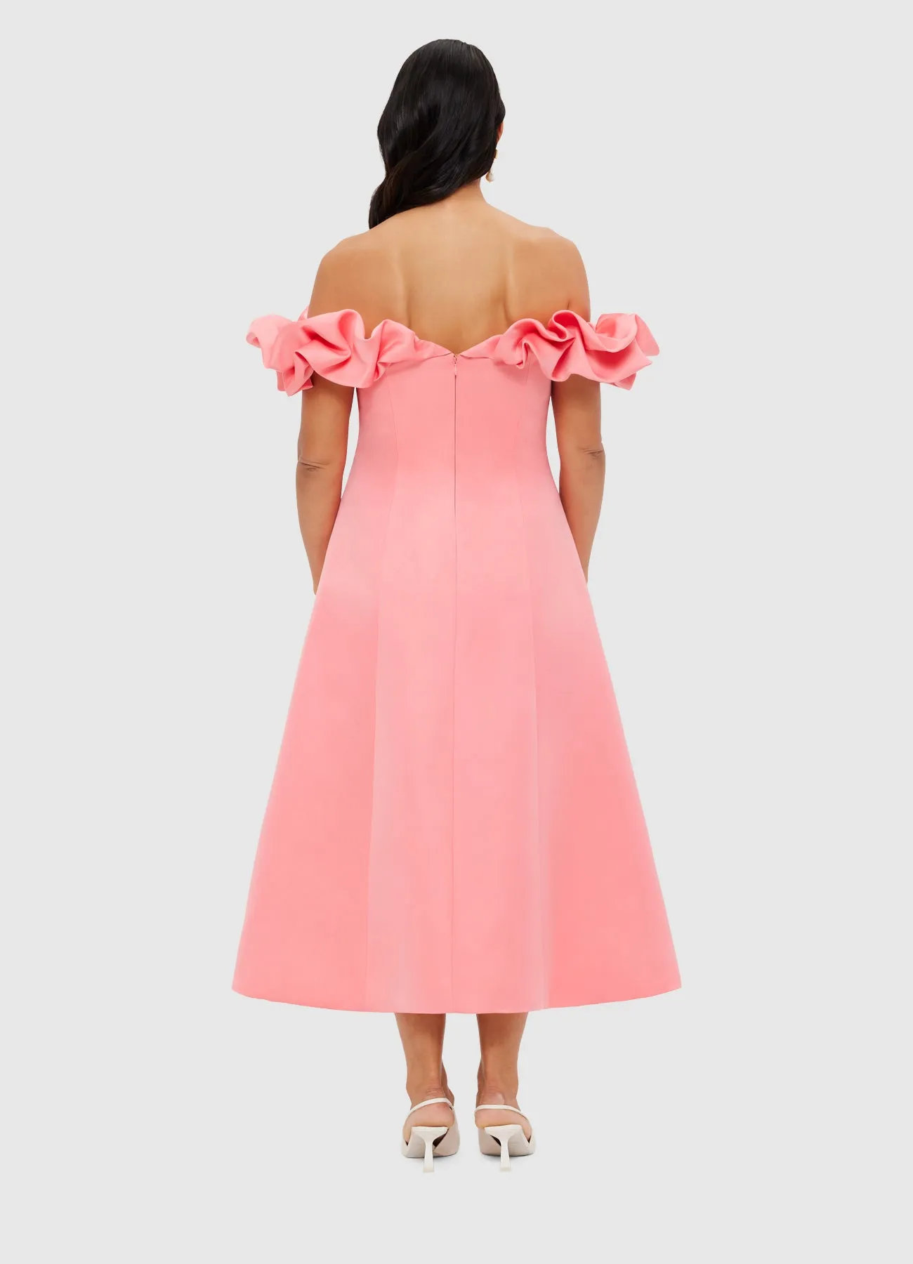 Annie Off Shoulder Frill Midi Dress - Strawberry Pink sold by LEO LIN product image thumbnail 4