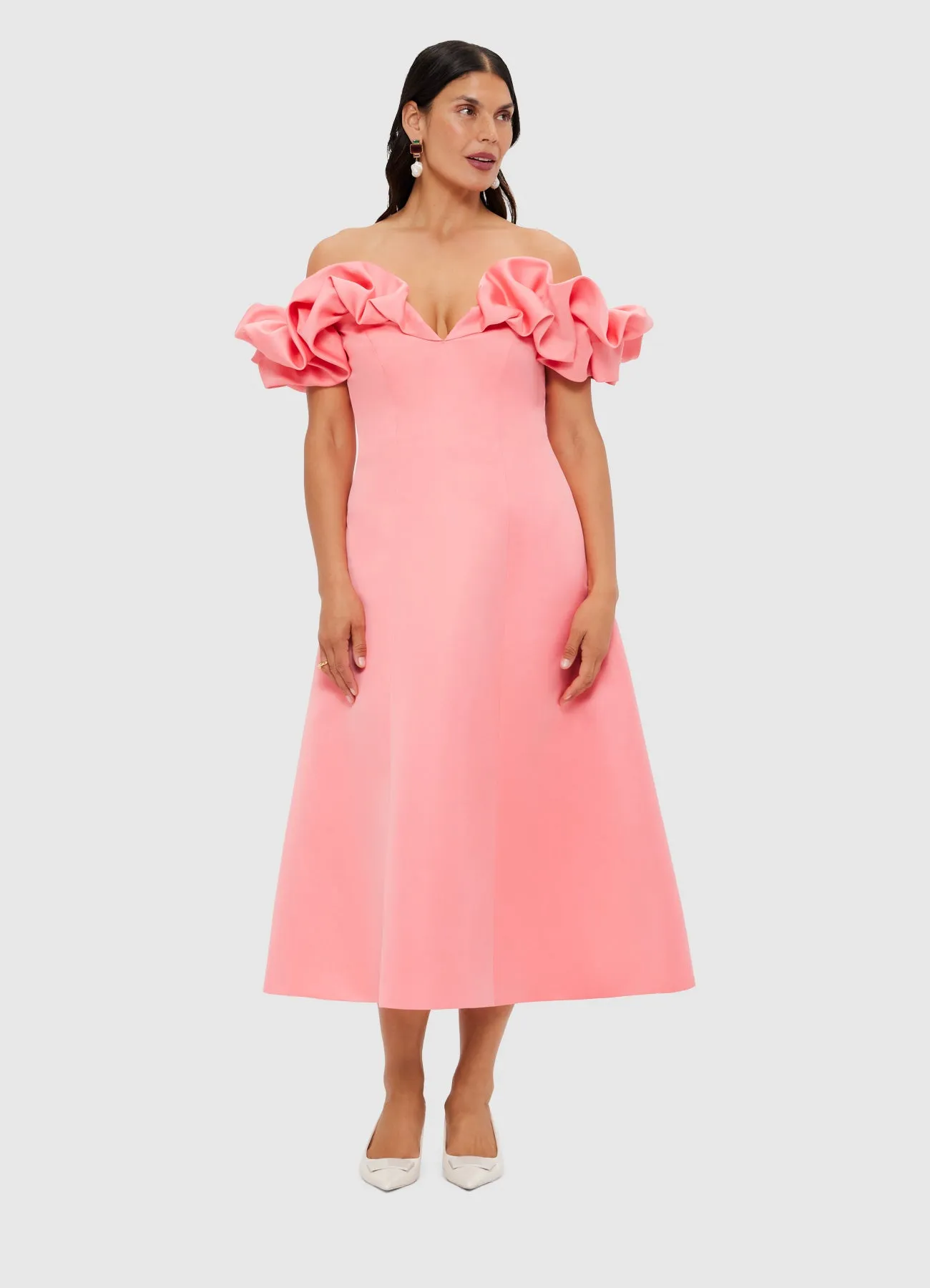Annie Off Shoulder Frill Midi Dress - Strawberry Pink sold by LEO LIN product image thumbnail 5