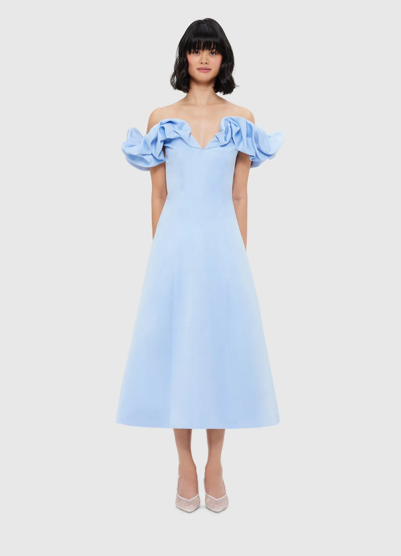 Annie Off Shoulder Frill Midi Dress - Sky Blue sold by LEO LIN product image thumbnail 2
