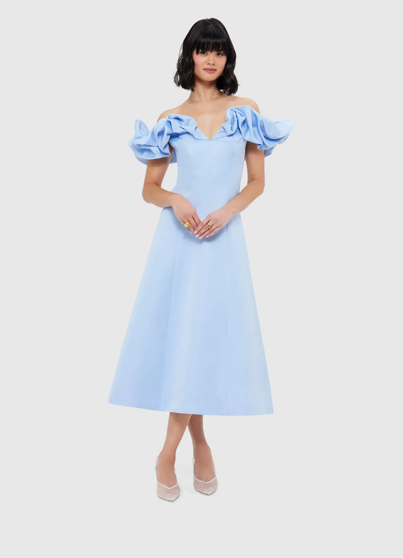 Annie Off Shoulder Frill Midi Dress - Sky Blue sold by LEO LIN product image thumbnail 5