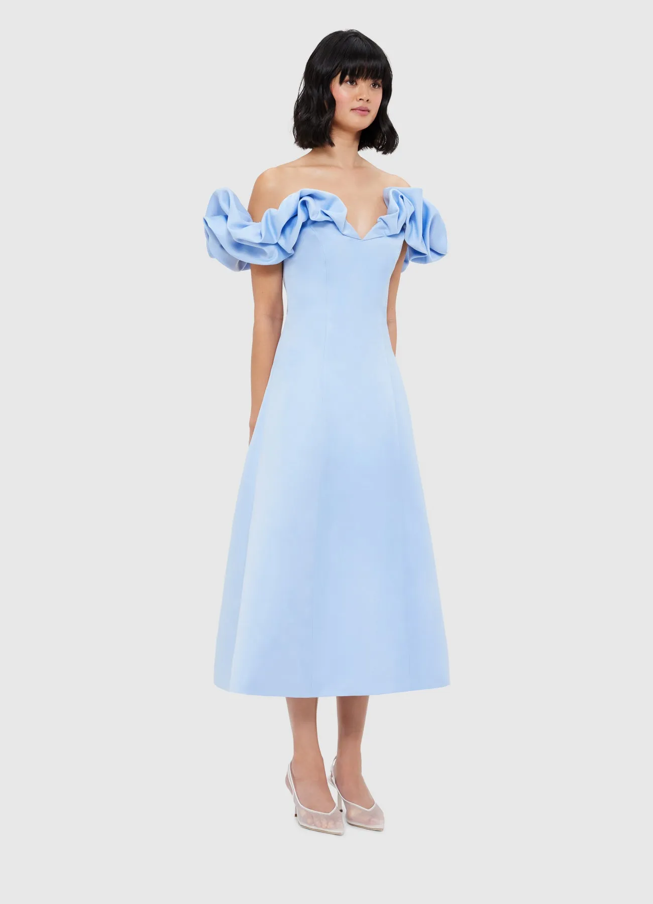 Annie Off Shoulder Frill Midi Dress - Sky Blue sold by LEO LIN product image thumbnail 3