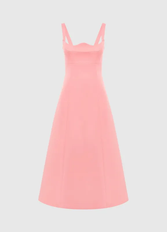 Odette Midi Dress - Strawberry Pink sold by LEO LIN
