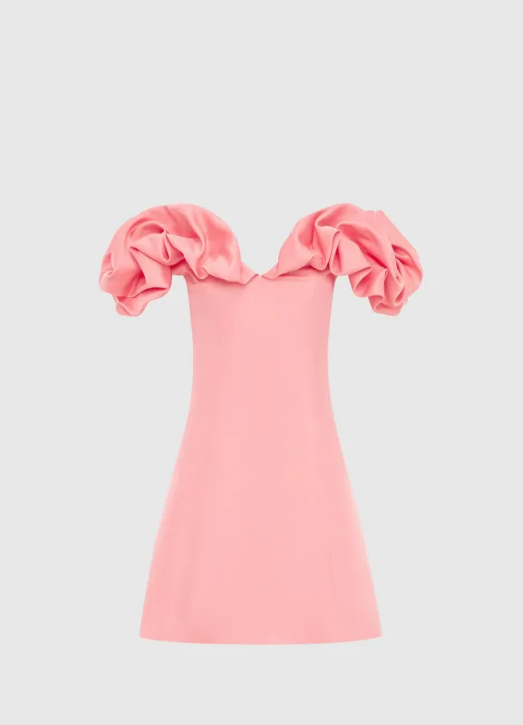 Bella Off Shoulder Frill Mini Dress - Strawberry Pink sold by LEO LIN