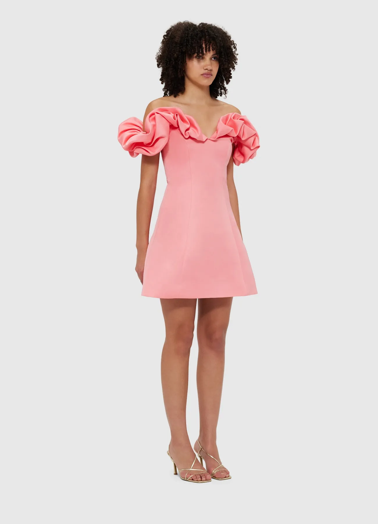 Bella Off Shoulder Frill Mini Dress - Strawberry Pink sold by LEO LIN product image thumbnail 3