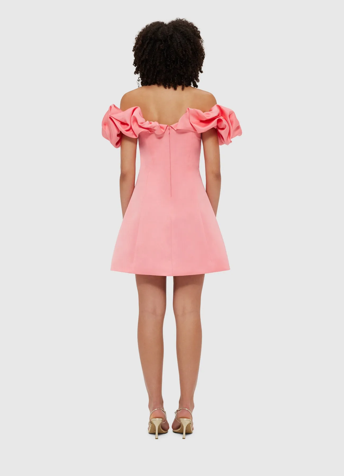 Bella Off Shoulder Frill Mini Dress - Strawberry Pink sold by LEO LIN product image thumbnail 4
