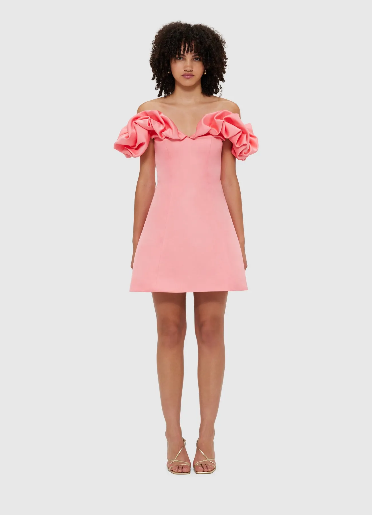 Bella Off Shoulder Frill Mini Dress - Strawberry Pink sold by LEO LIN product image thumbnail 2