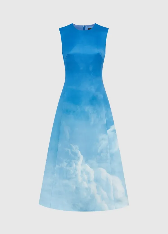 Cleo Printed Sleeveless Midi Dress - Aerial sold by LEO LIN