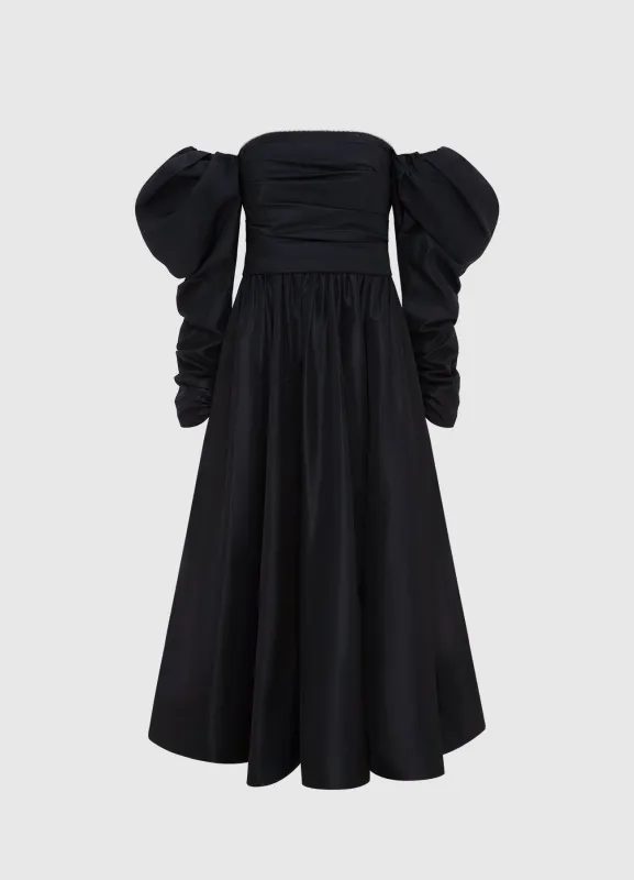 Madison Bustier Midi Dress - Ebony sold by LEO LIN