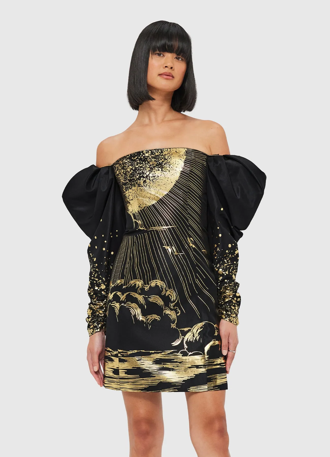 Gillian Off Shoulder Bustier Mini Dress - Moonlight Print sold by LEO LIN product image thumbnail 5