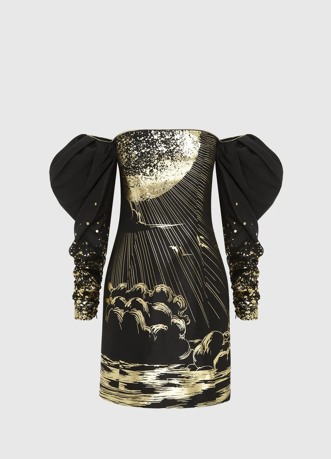 Gillian Off Shoulder Bustier Mini Dress - Moonlight Print sold by LEO LIN