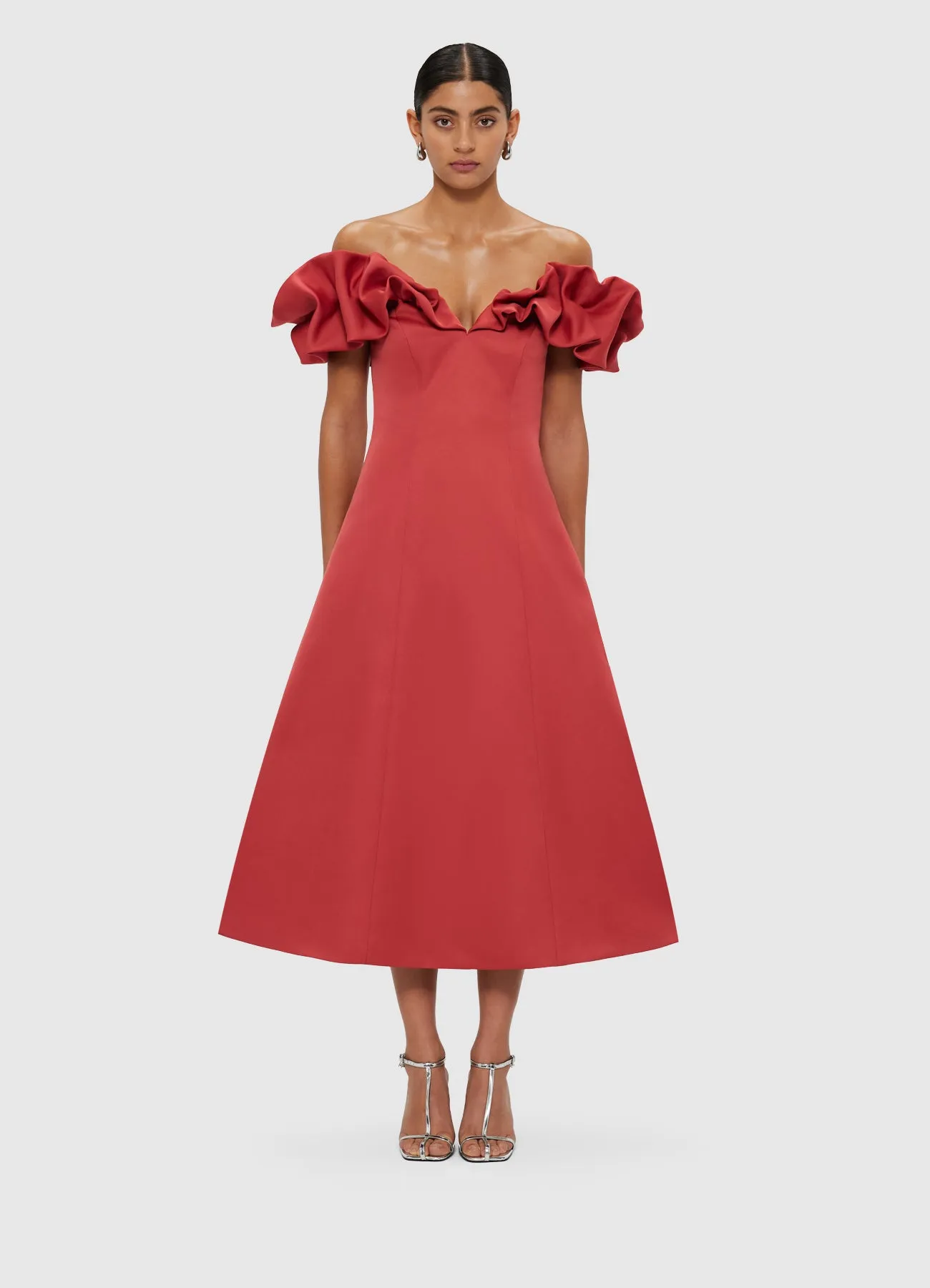 Annie Off Shoulder Frill Midi Dress - Mulberry sold by LEO LIN product image thumbnail 2