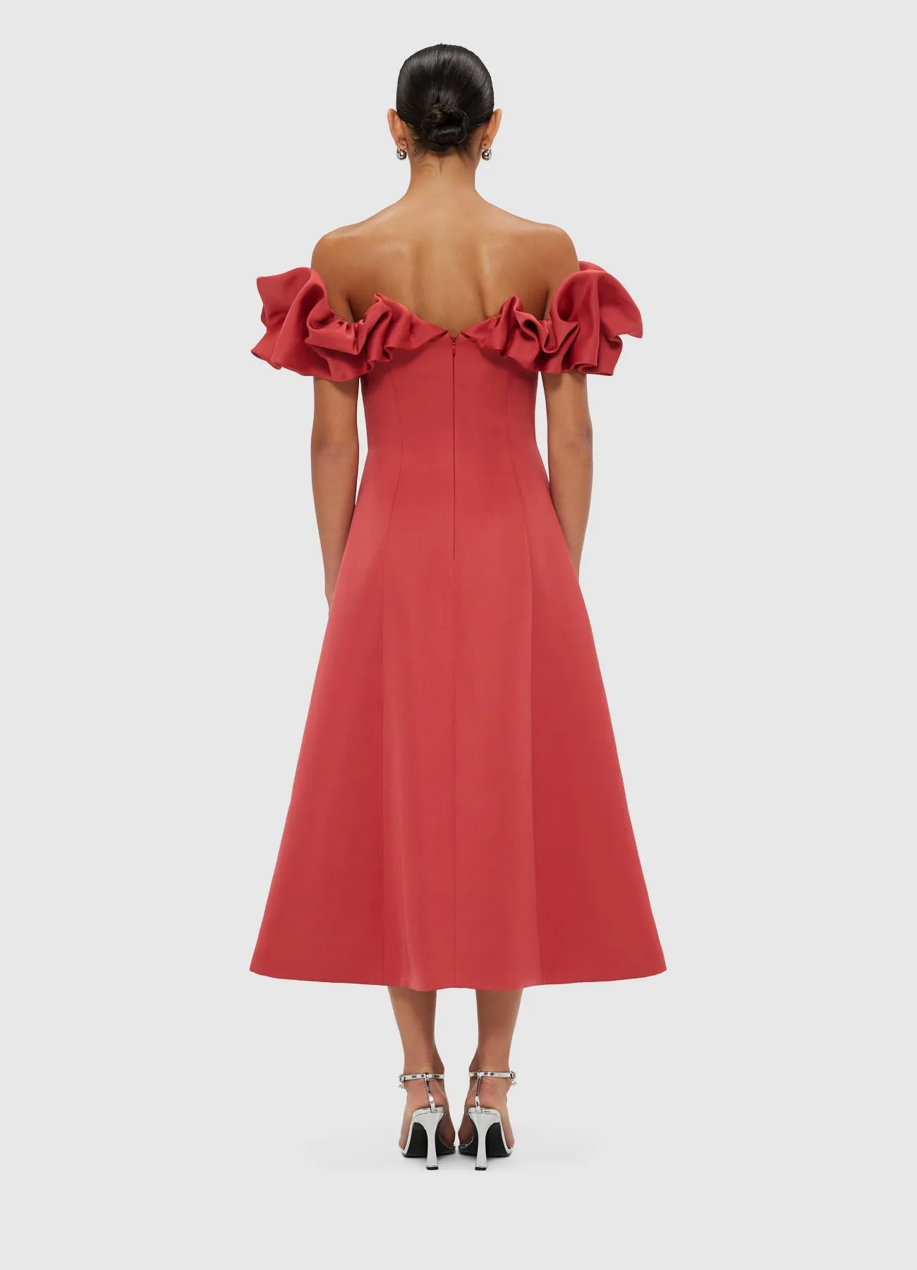 Annie Off Shoulder Frill Midi Dress - Mulberry sold by LEO LIN product image thumbnail 3