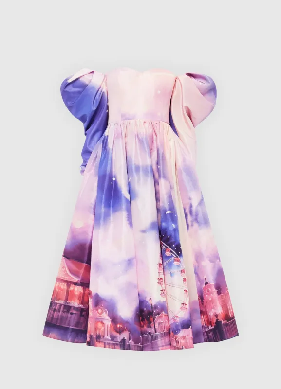 Ina Off Shoulder Bustier Midi Dress - Fairground Print sold by LEO LIN