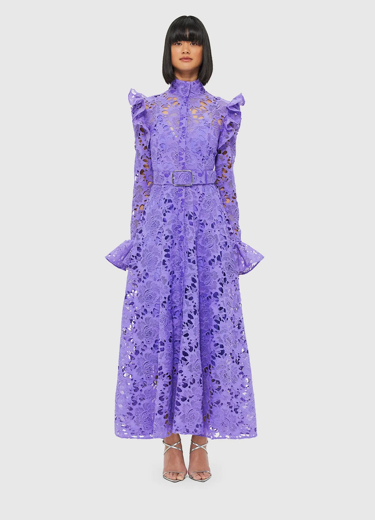 Aliyah Lace Butterfly Sleeve Midi Dress - Lavender sold by LEO LIN product image thumbnail 2