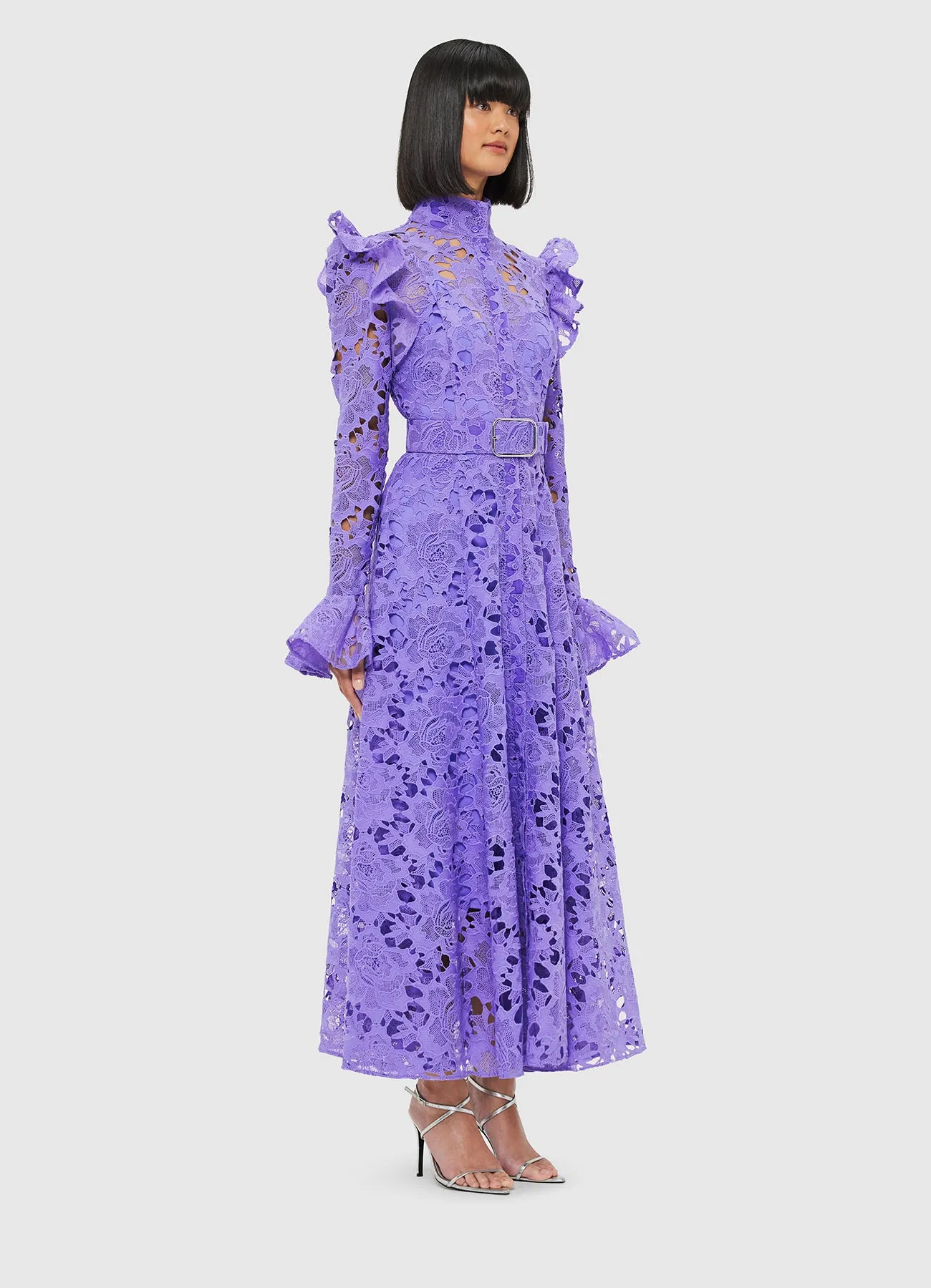 Aliyah Lace Butterfly Sleeve Midi Dress - Lavender sold by LEO LIN product image thumbnail 3