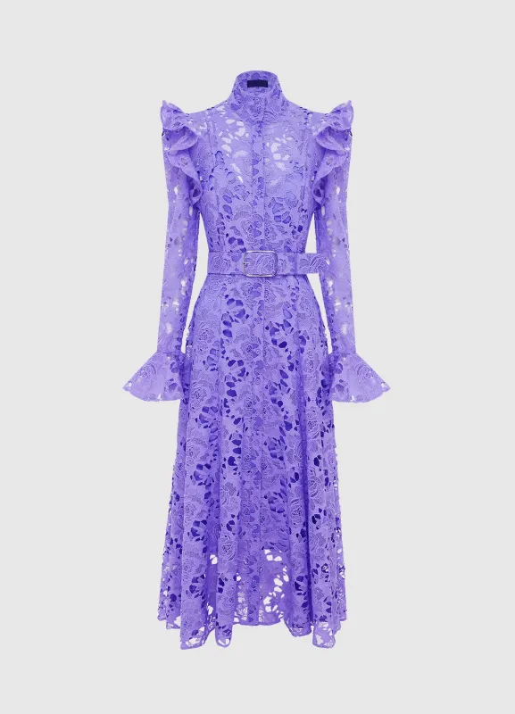 Aliyah Lace Butterfly Sleeve Midi Dress - Lavender sold by LEO LIN