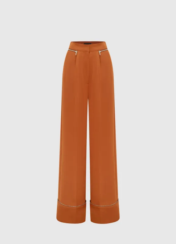 Ellis Wide Leg Pants - Toffee sold by LEO LIN
