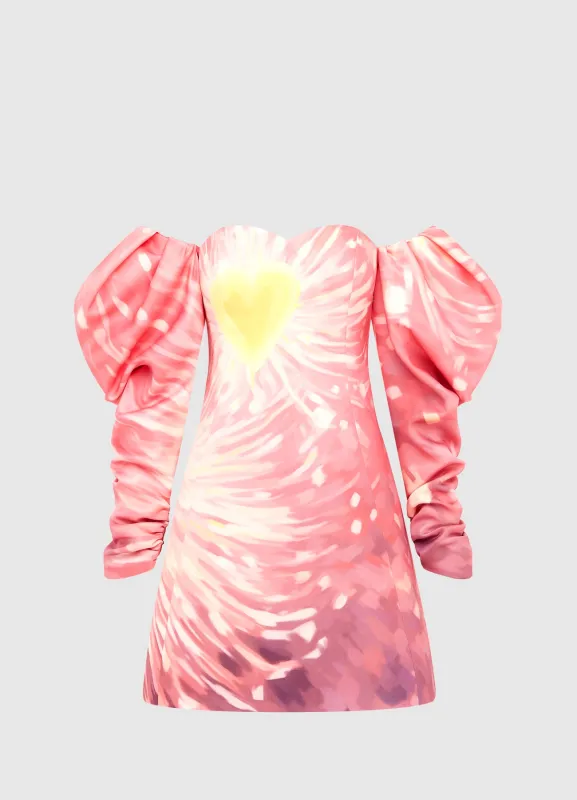 Gemma Off Shoulder Bustier Mini Dress - Afterglow Print sold by LEO LIN
