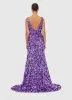 Adeline Sequin Low Back Gown - Lavender sold by LEO LIN