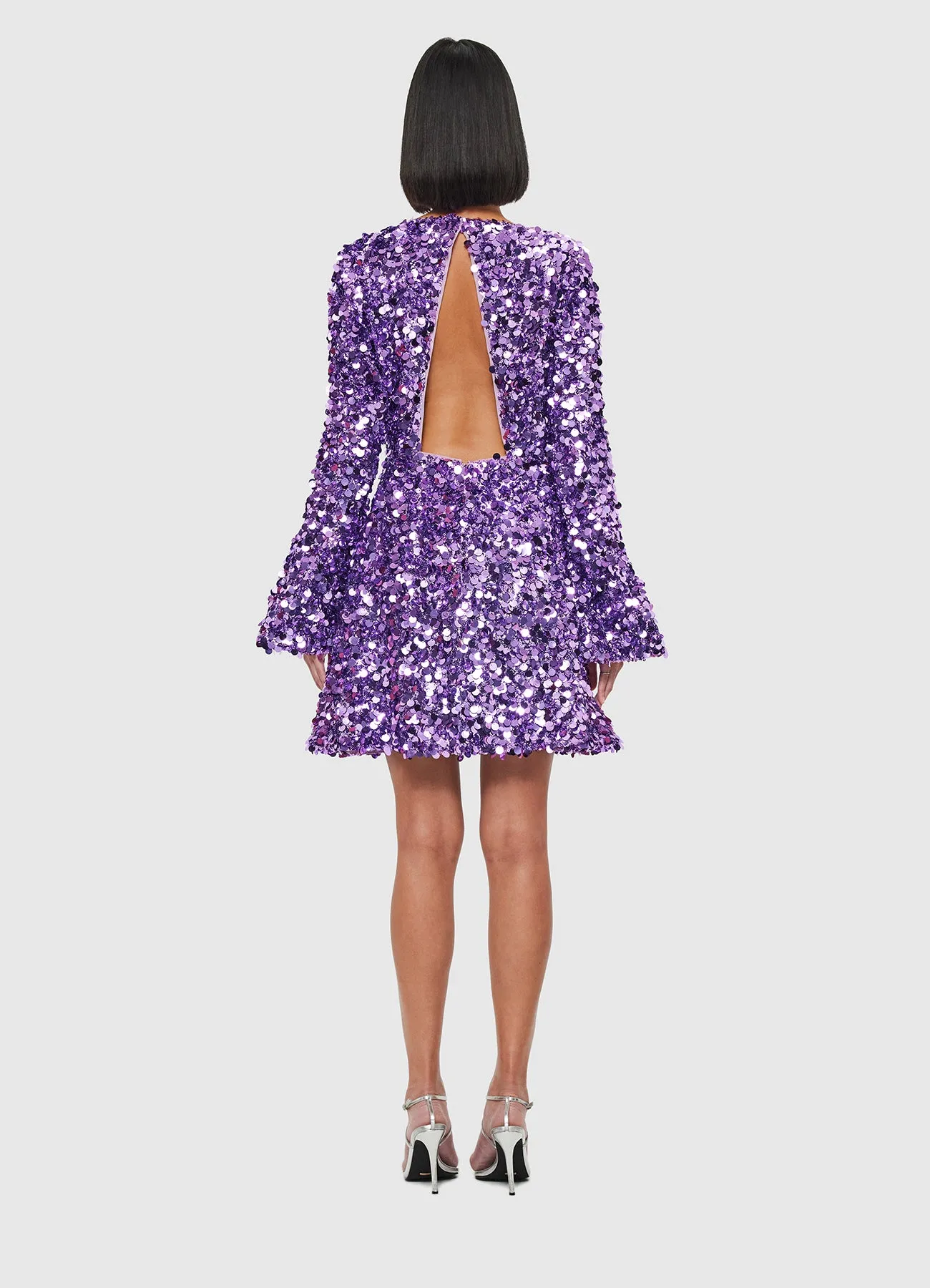 Kristen Sequin Open Back Mini Dress - Lavender sold by LEO LIN product image thumbnail 4