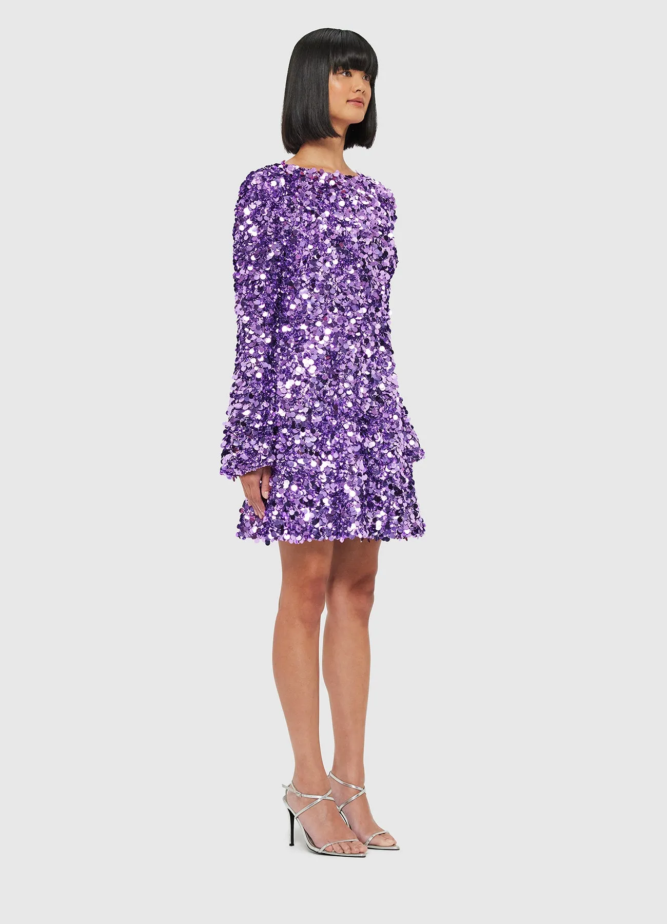 Kristen Sequin Open Back Mini Dress - Lavender sold by LEO LIN product image thumbnail 3
