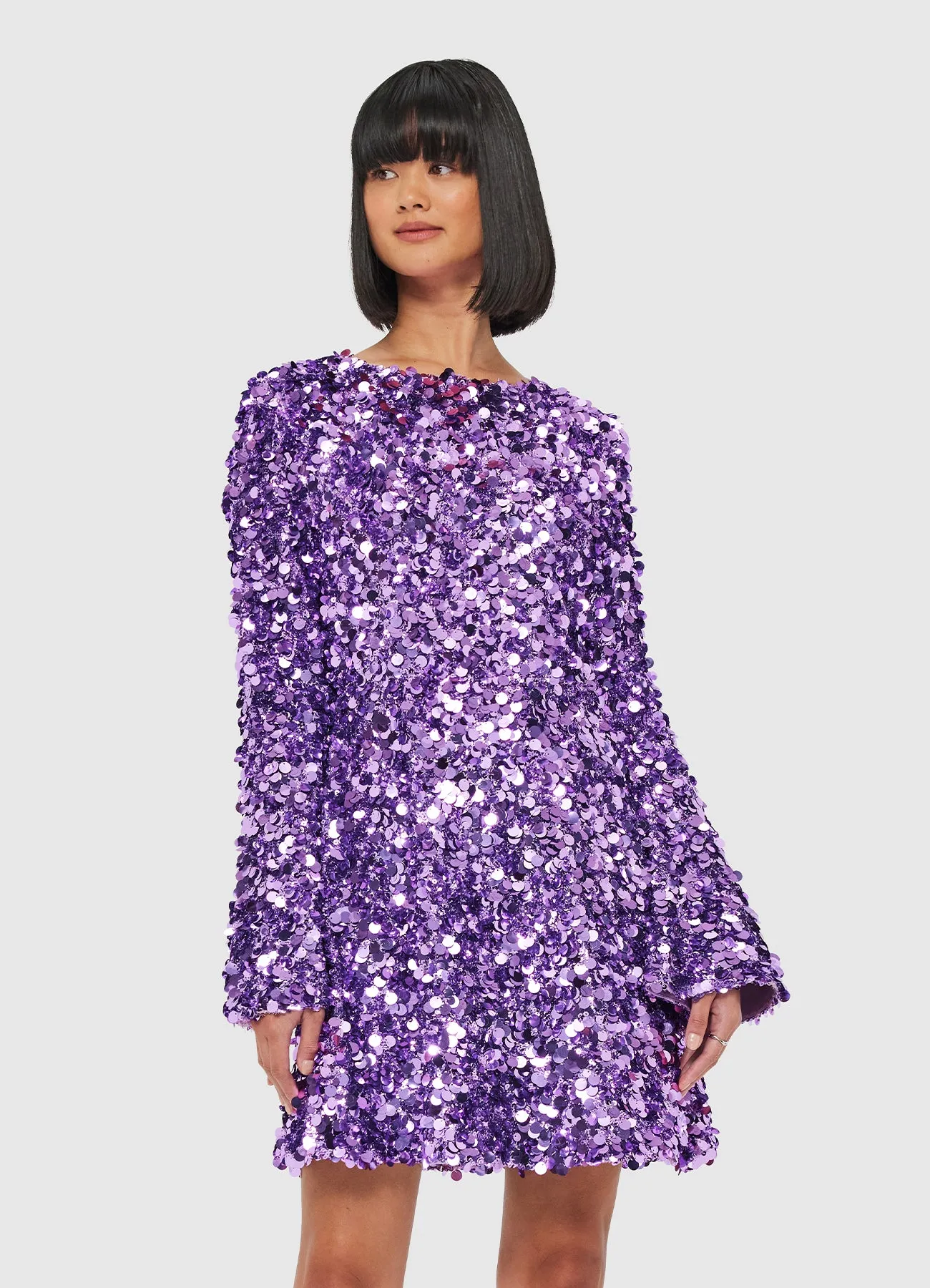 Kristen Sequin Open Back Mini Dress - Lavender sold by LEO LIN product image thumbnail 5