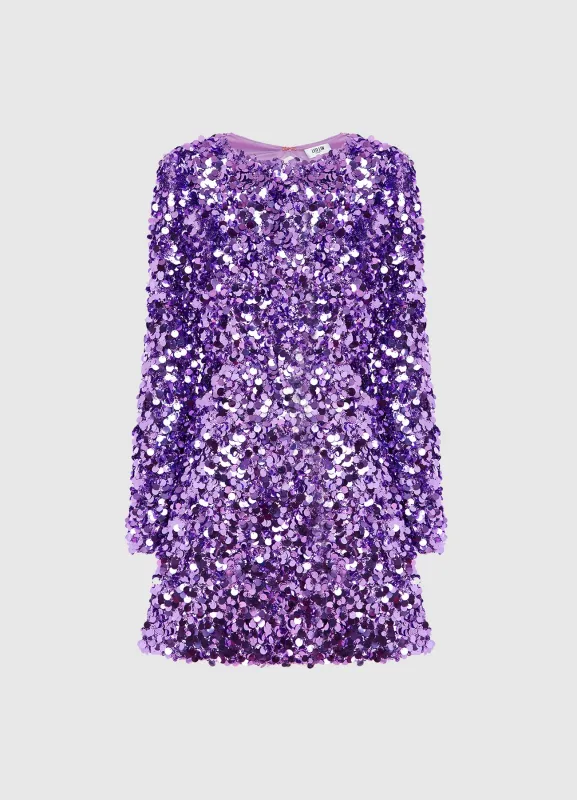 Kristen Sequin Open Back Mini Dress - Lavender sold by LEO LIN